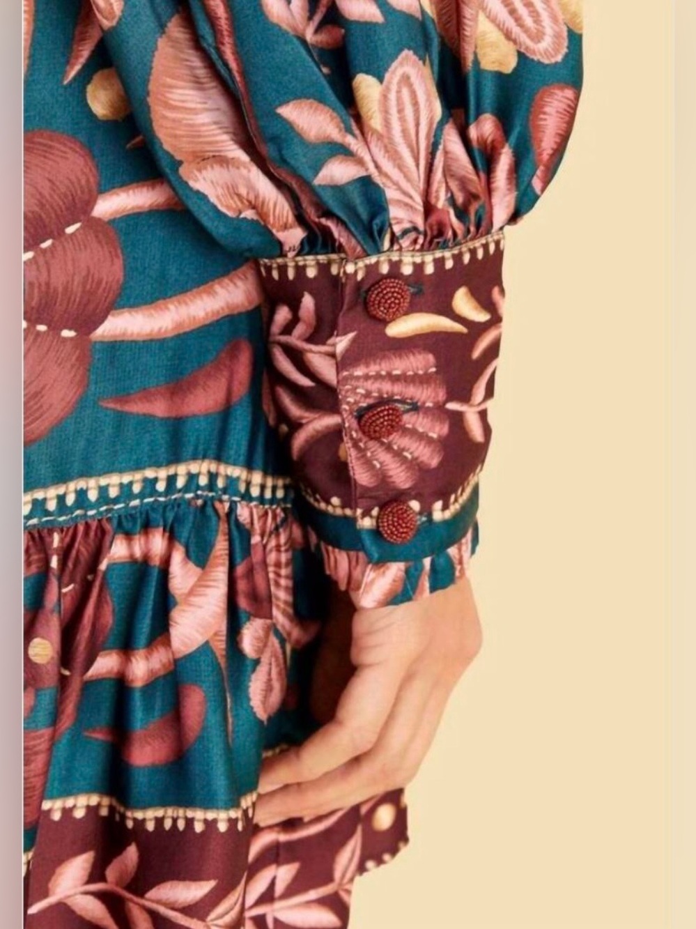 FARM Rio Seashell Tapestry Balloon-Sleeve Minidress - Picture 3 of 7